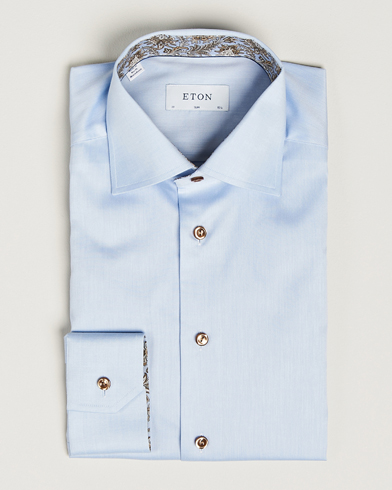 Mies |  | Eton | Slim Fit Signature Twill Contrast Shirt Blue