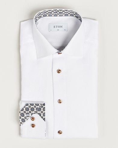 Mies |  | Eton | Slim Fit Royal Dobby Contrast Shirt White