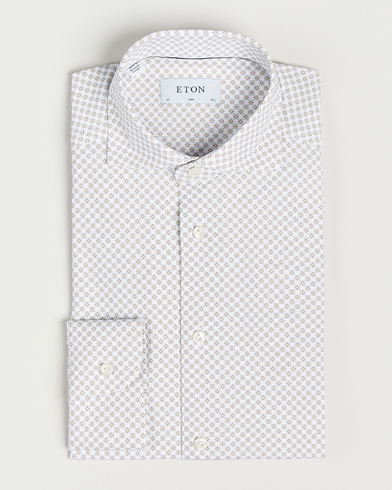 Mies | Eton | Eton | Slim Fit Four Way Stretch Printed Shirt Beige