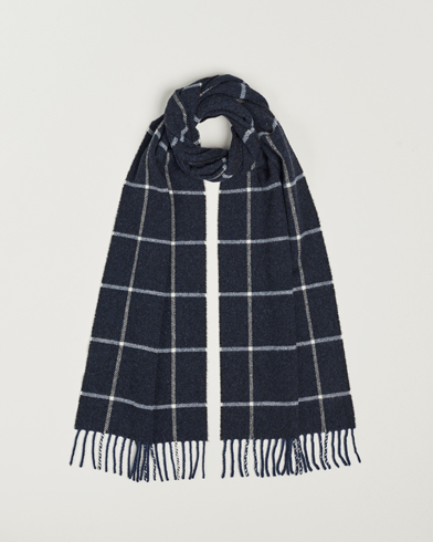 Mies | Business & Beyond | Eton | Checked Wool Scarf Navy Blue
