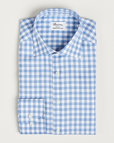Mies |  | Stenströms | Slimline Check Cut Away Shirt Light Blue