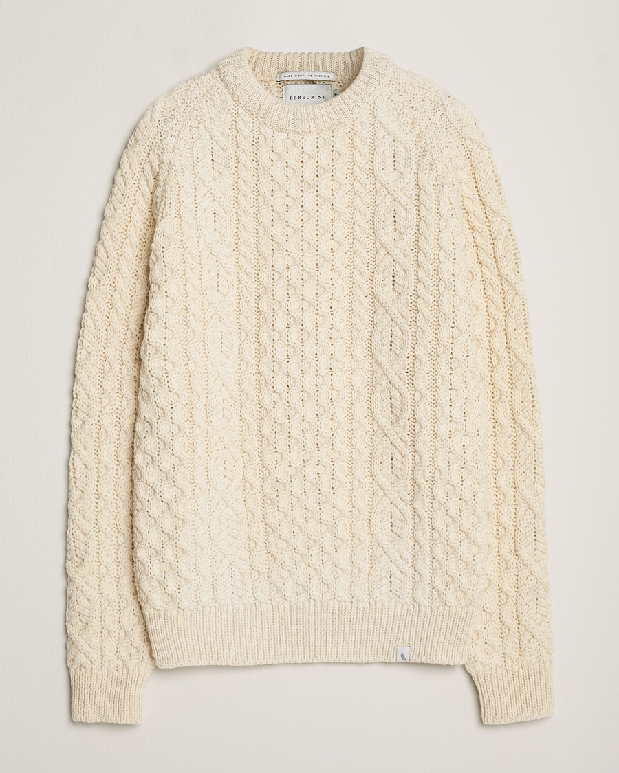 Peregrine Hudson Wool Aran Knitted Jumper Ecru – Beige
