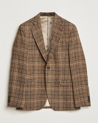 Mies | Tweed-pikkutakit | Oscar Jacobson | Fogerty Soft Checked Wool Blazer Brown