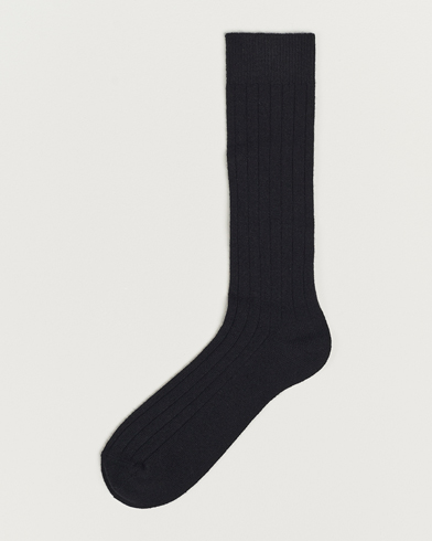 Mies | Bresciani | Bresciani | Wool/Cashmerer Ribbed Socks Black