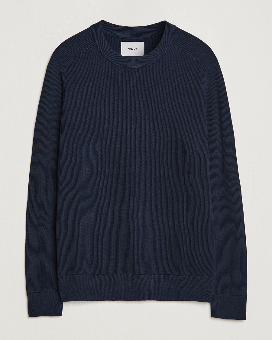 NN07 Kevin Cotton Knitted Sweater Navy Blue – Sininen