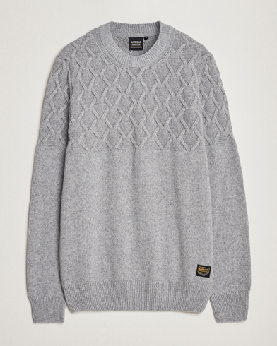 Mies | Barbour | Barbour International | Knitted Cable Crewneck Grey Marl