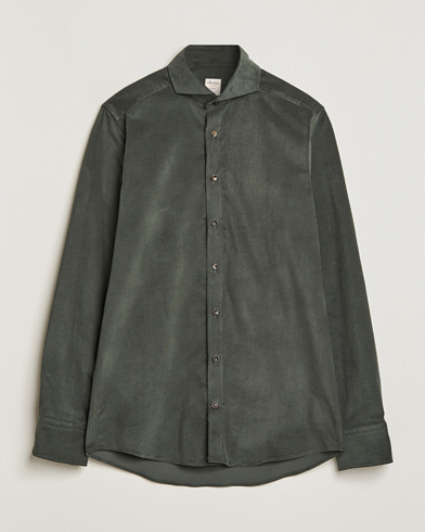 Mies | Alennusmyynti vaatteet | Stenströms | Slimline Cut Away Corduroy Shirt Dark Green
