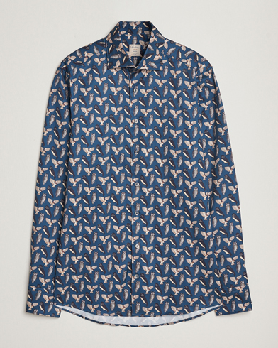 Mies | Alennusmyynti vaatteet | Stenströms | Slimline Owl Printed Cut Away Shirt Blue