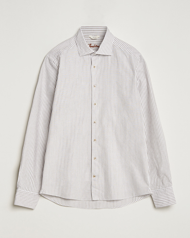 Mies |  | Stenströms | Slimline Striped Cut Away Oxford Shirt Brown