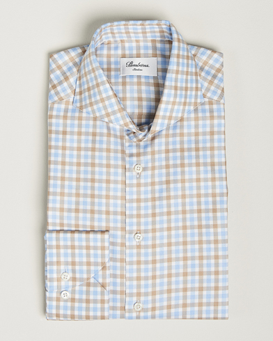 Mies |  | Stenströms | Slimline Checked Royal Oxford Shirt Beige/Blue