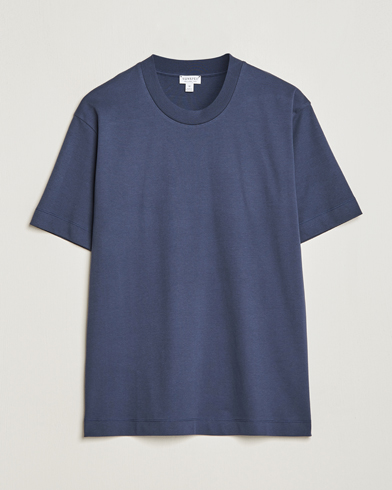 Mies |  | Sunspel | Heavyweight Mock Neck T-Shirt Navy