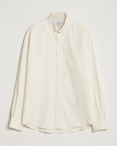 Mies |  | Sunspel | Brushed Cotton Flannel Shirt Ecru