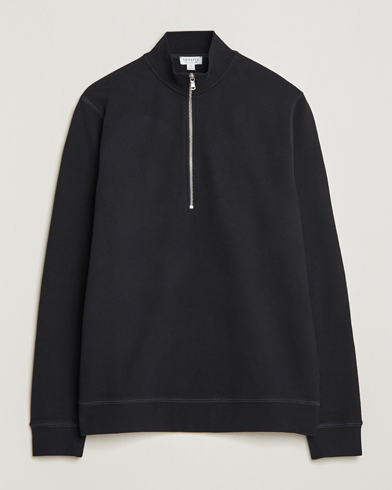 Mies |  | Sunspel | Loopback Half Zip Sweatshirt Black