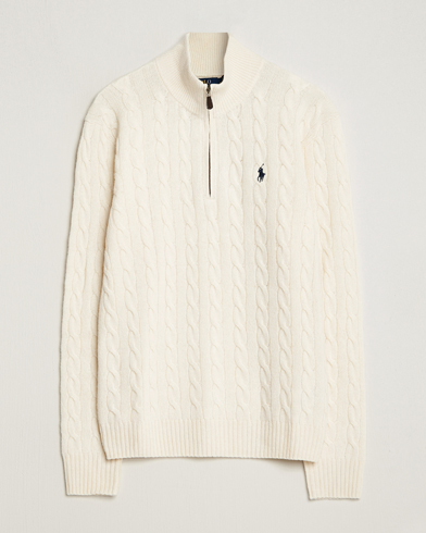 Mies |  | Polo Ralph Lauren | Wool/Cashmere Cable Half Zip Andover Cream