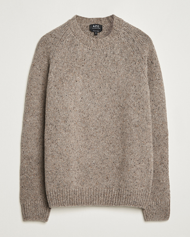 Mies | Puserot | A.P.C. | Harris Wool Knitted Crew Neck Sweater Taupe