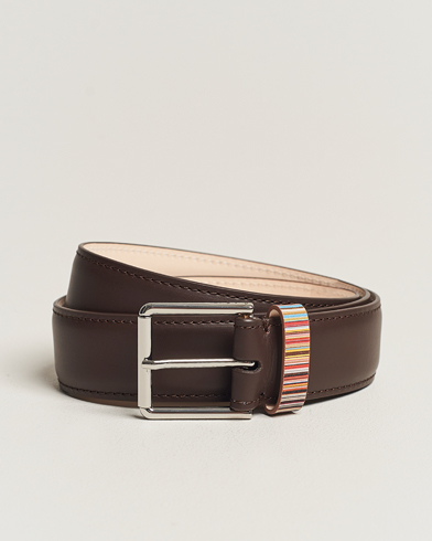Mies |  | Paul Smith | Leather Stripe Belt Dark Brown