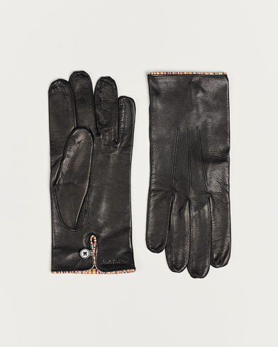 Mies |  | Paul Smith | Leather Striped Piping Glove Black