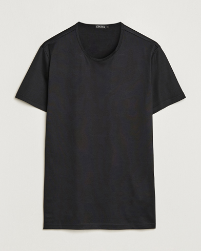 Mies |  | Zegna | Filoscozia Pure Cotton Round Neck T-Shirt Black