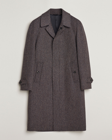 Mies | Takit | Lardini | Wool/Cashmere Herringbone Raglan Coat Navy/Brown