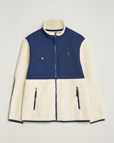 Mies | Fleecepuserot | Polo Ralph Lauren | Bonded Sherpa Full Zip Sweater Cream/Newport Navy