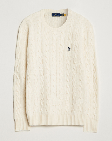 Mies |  | Polo Ralph Lauren | Wool/Cashmere Cable Crew Neck Pullover Andover Cream