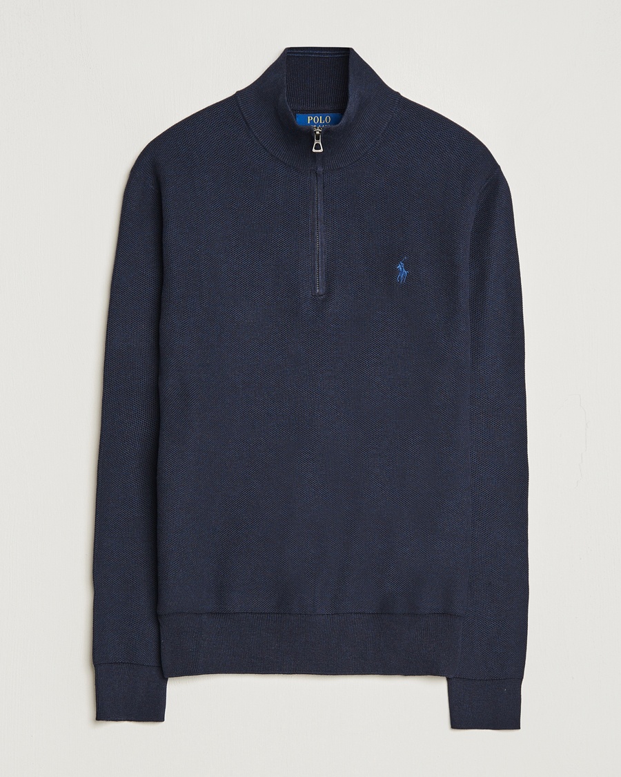 Polo Ralph Lauren Textured Half Zip Navy Heather – Sininen