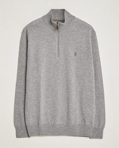 Mies |  | Polo Ralph Lauren | Merino Knitted Half Zip Sweater Fawn Grey Heather