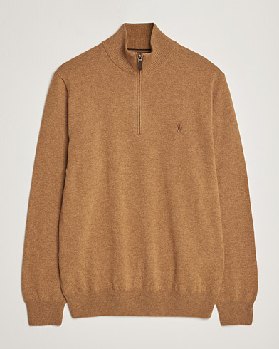 Mies |  | Polo Ralph Lauren | Merino Knitted Half Zip Sweater Latte Brown Heather