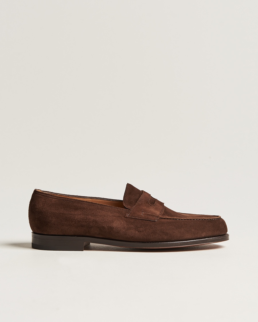 John Lobb Lopez Penny Loafer Dark Brown Suede – Ruskea