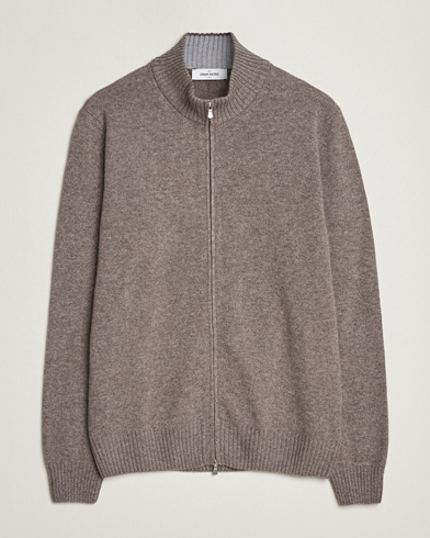 Mies | Full-zip | Gran Sasso | Wool/Cashmere Full Zip Light Brown Melange