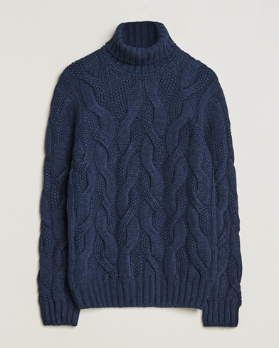 Mies |  | Gran Sasso | Wool/Cashmere Heavy Knitted Structured Polo Navy