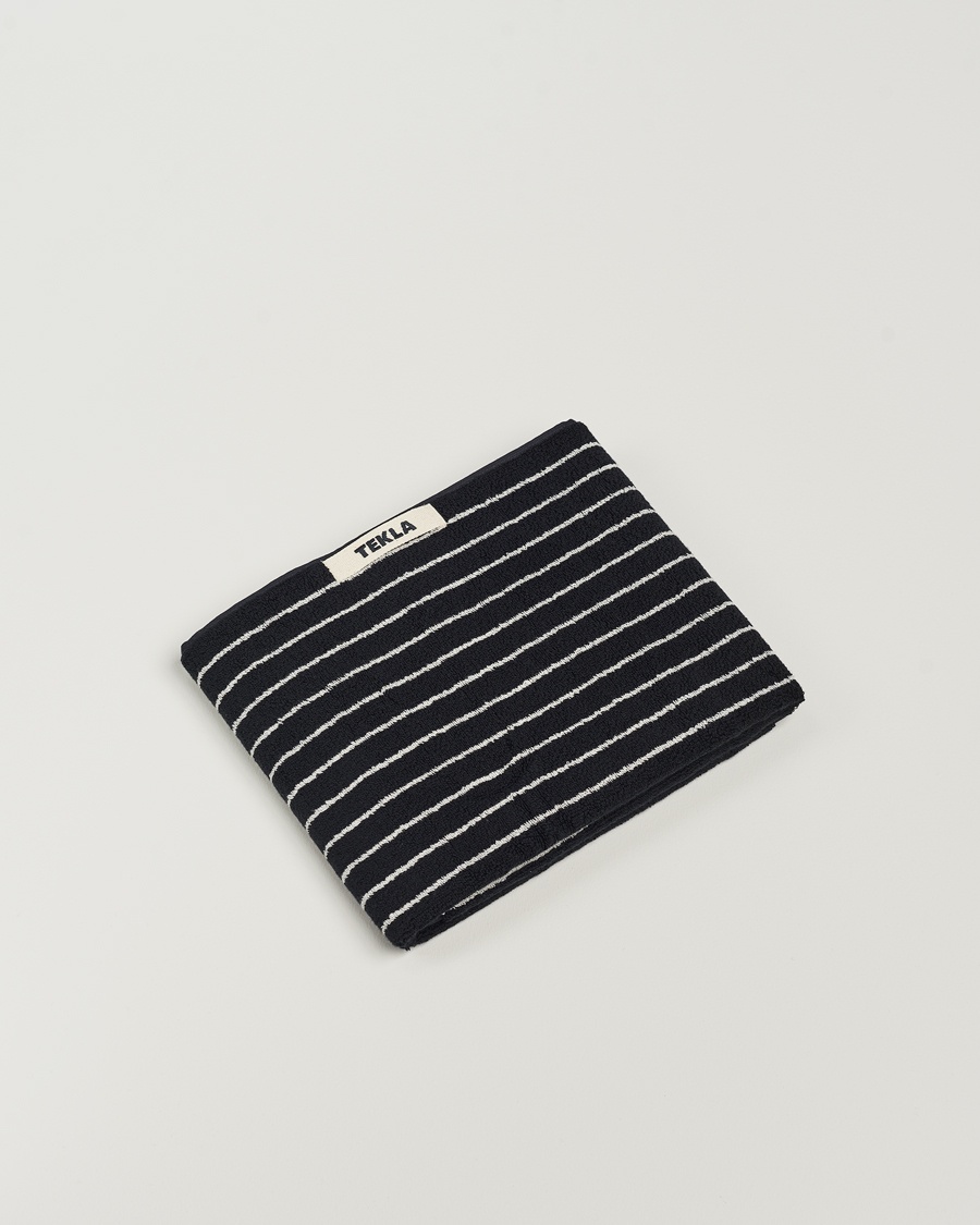 Tekla Organic Terry Hand Towel Black Stripe – Musta