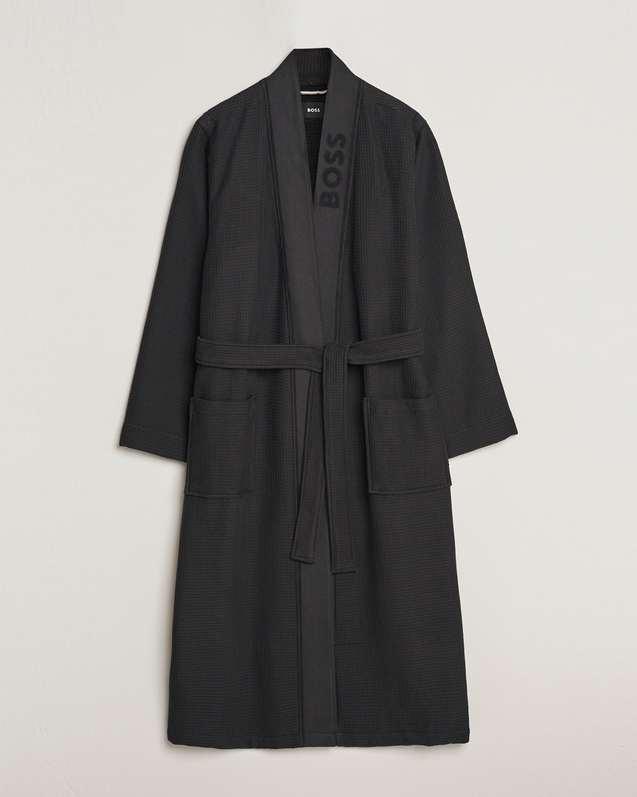 BOSS BLACK Waffle Robe Black – Musta