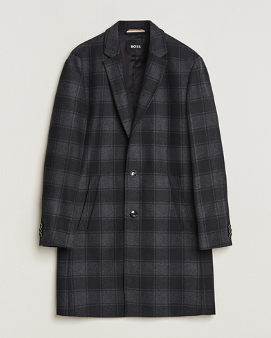 Mies | Takit | BOSS BLACK | Hyde Wool Checked Coat Black/Grey