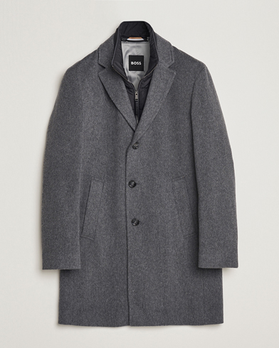 Mies |  | BOSS BLACK | Hyde Wool/Cashmere Bib Coat Medium Grey