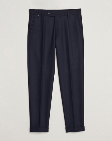 Mies |  | BOSS BLACK | Perin Tech Flannel Pleated Trousers Dark Blue