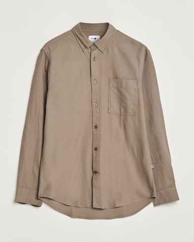 Mies |  | NN07 | Arne Brushed Flannel Shirt Dark Clay