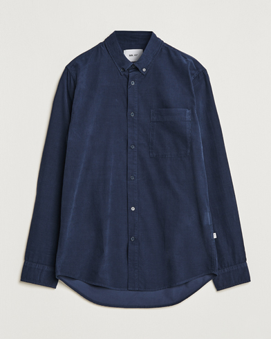 Mies | Vakosamettipaidat | NN07 | Arne Baby Cord Shirt Navy Blue
