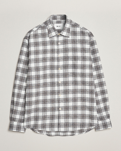 Mies |  | NN07 | Deon Brushed Flannel Checked Shirt Cream/Brown