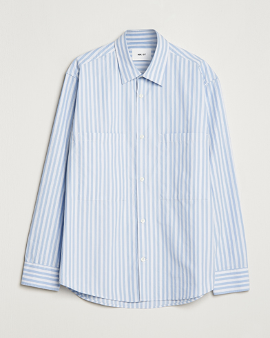 Mies |  | NN07 | Freddie Poplin Striped Shirt Blue/White