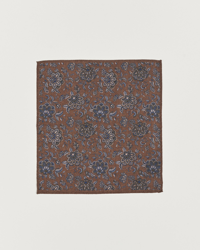 Mies | Taskuliinat | Amanda Christensen | Wool Flannel Large Flower Pocket Square Brown