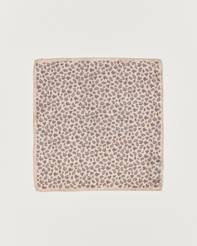Mies |  | Amanda Christensen | Silk Oxford Printed Paisley Pocket Square Creme