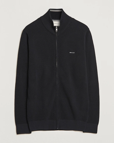 Mies |  | GANT | Cotton Pique Full-Zip Sweater Black