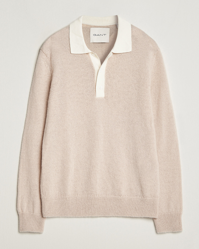 Mies |  | GANT | Mohair Knitted Polo Soft Oat