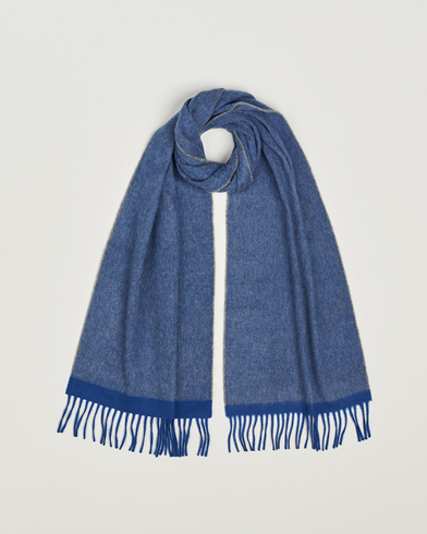 Mies |  | Begg & Co | Solid Board Wool/Cashmere Scarf Blue Grey