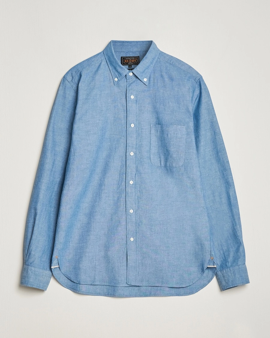 BEAMS PLUS Chambray Button Down Shirt Blue – Sininen