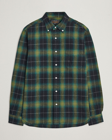Mies | BEAMS PLUS | BEAMS PLUS | Shaggy Flannel Button Down Shirt Green Check