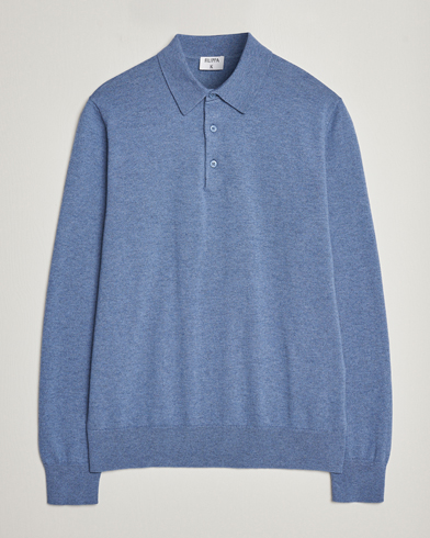 Mies | Kaulukselliset neuleet | Filippa K | Knitted Polo Shirt Paris Blue