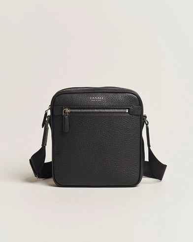 Mies | Canali | Canali | Grain Leather Shoulder Bag Black