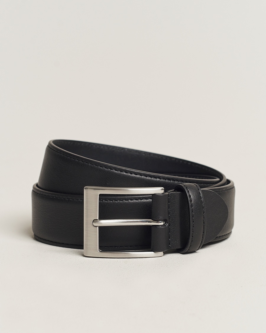 Canali Classic Leather Belt Black Calf – Musta